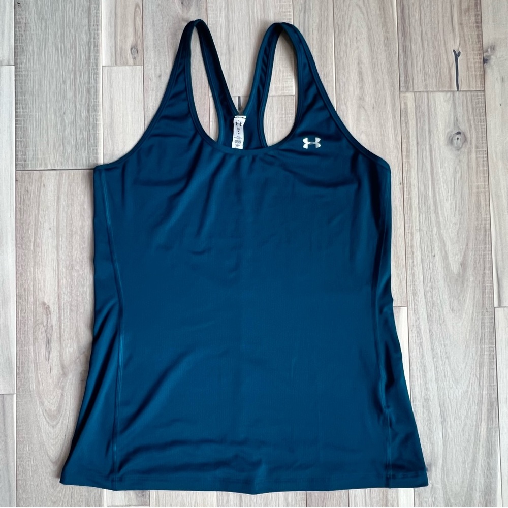Under Armour Women's green running HeatGear Racer Tank top size Medium